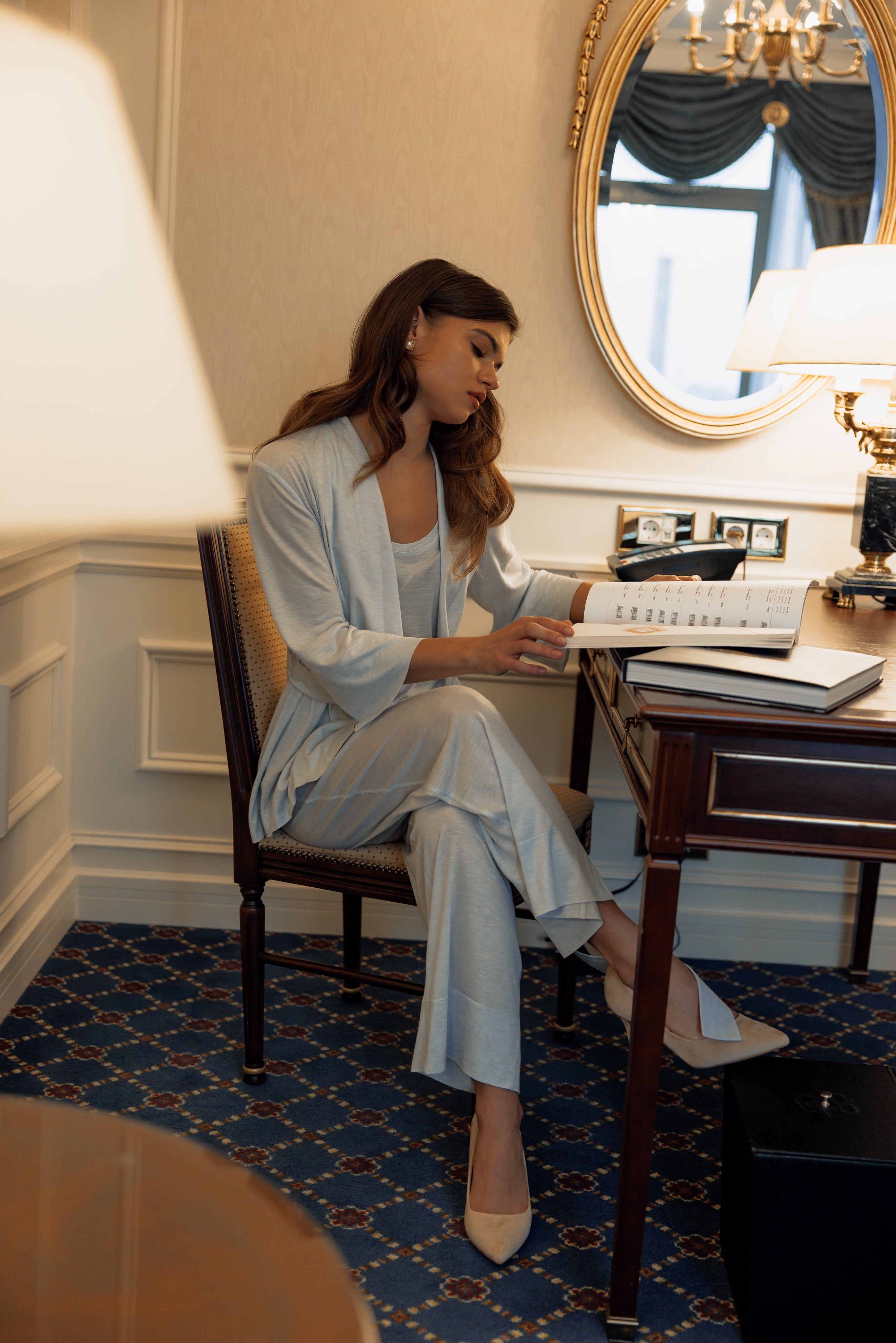 Three-piece linen suit